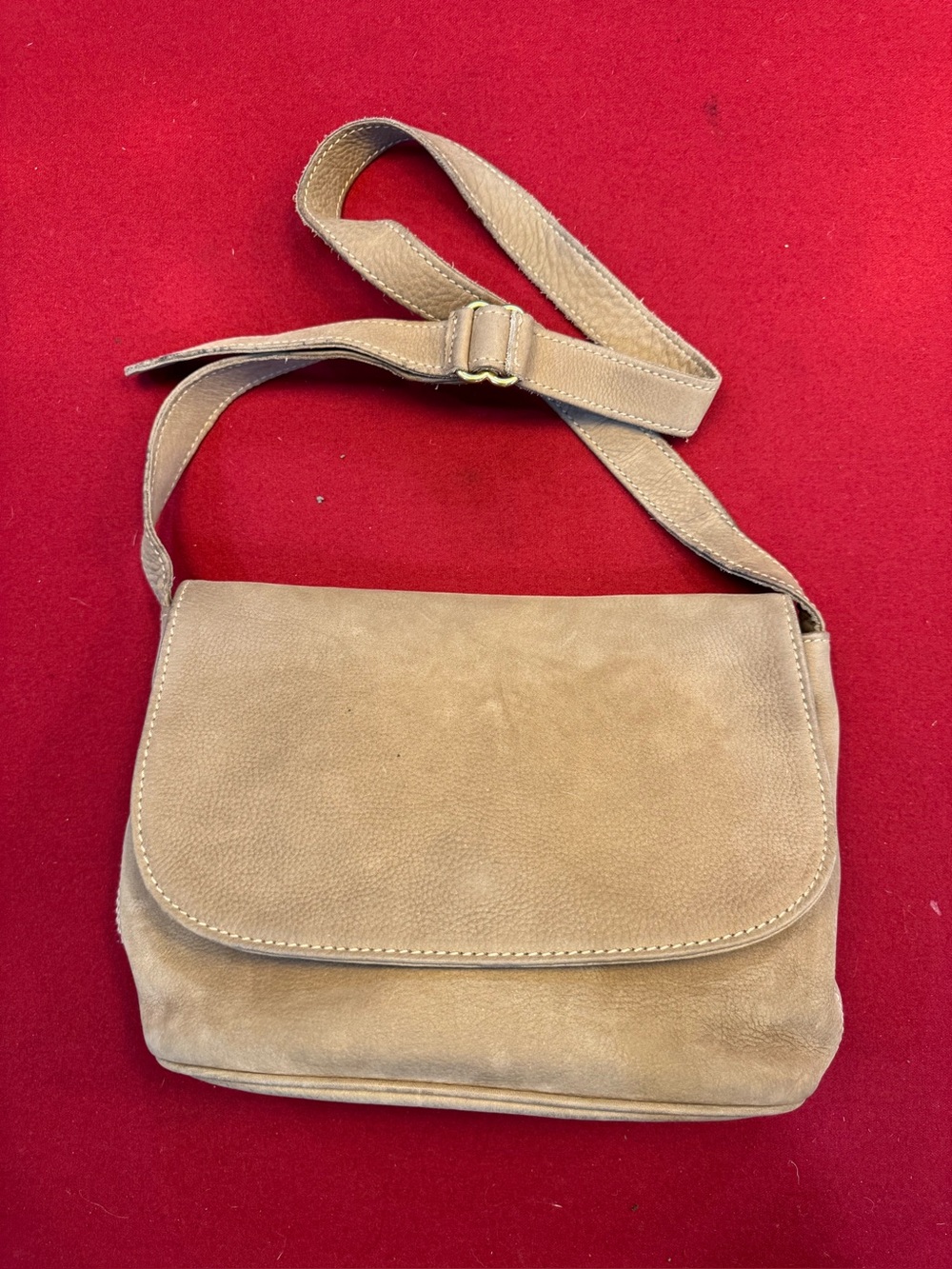 Vintage Coach Sonoma Flap Bag Sand Taupe Nubuc Leather Crossbody Purse 4935